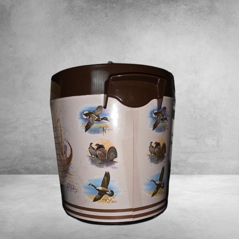 Vintage F.L. Kouba Wildlife Thermo-Serv Ice Bucket with Handle and Lid